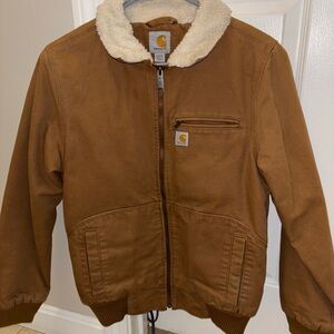 Carhartt Brown Jacket with Cream Collar